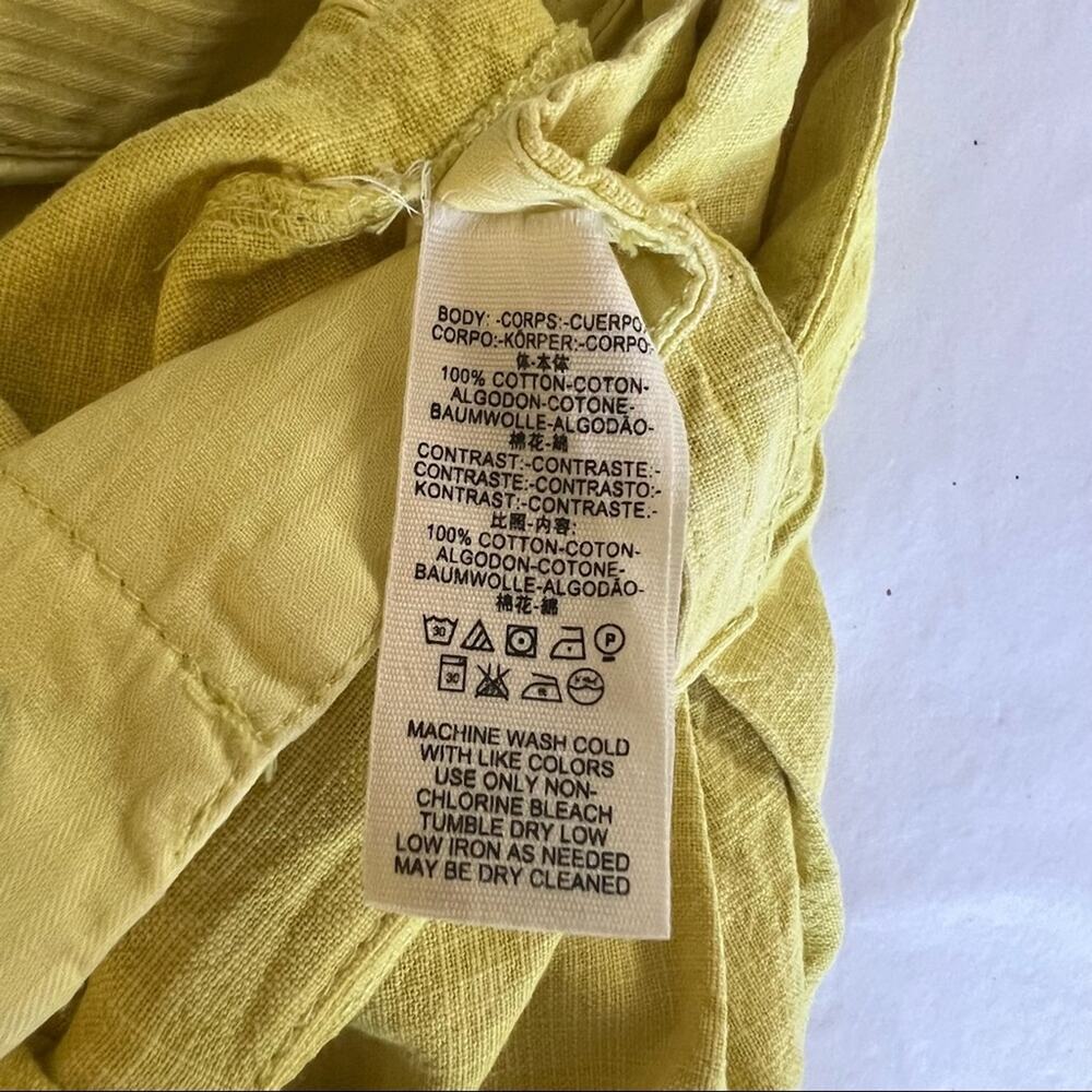Free People Yellow Green Paper Bag Tie Front Shorts Size 12 - Picture 5 of 6
